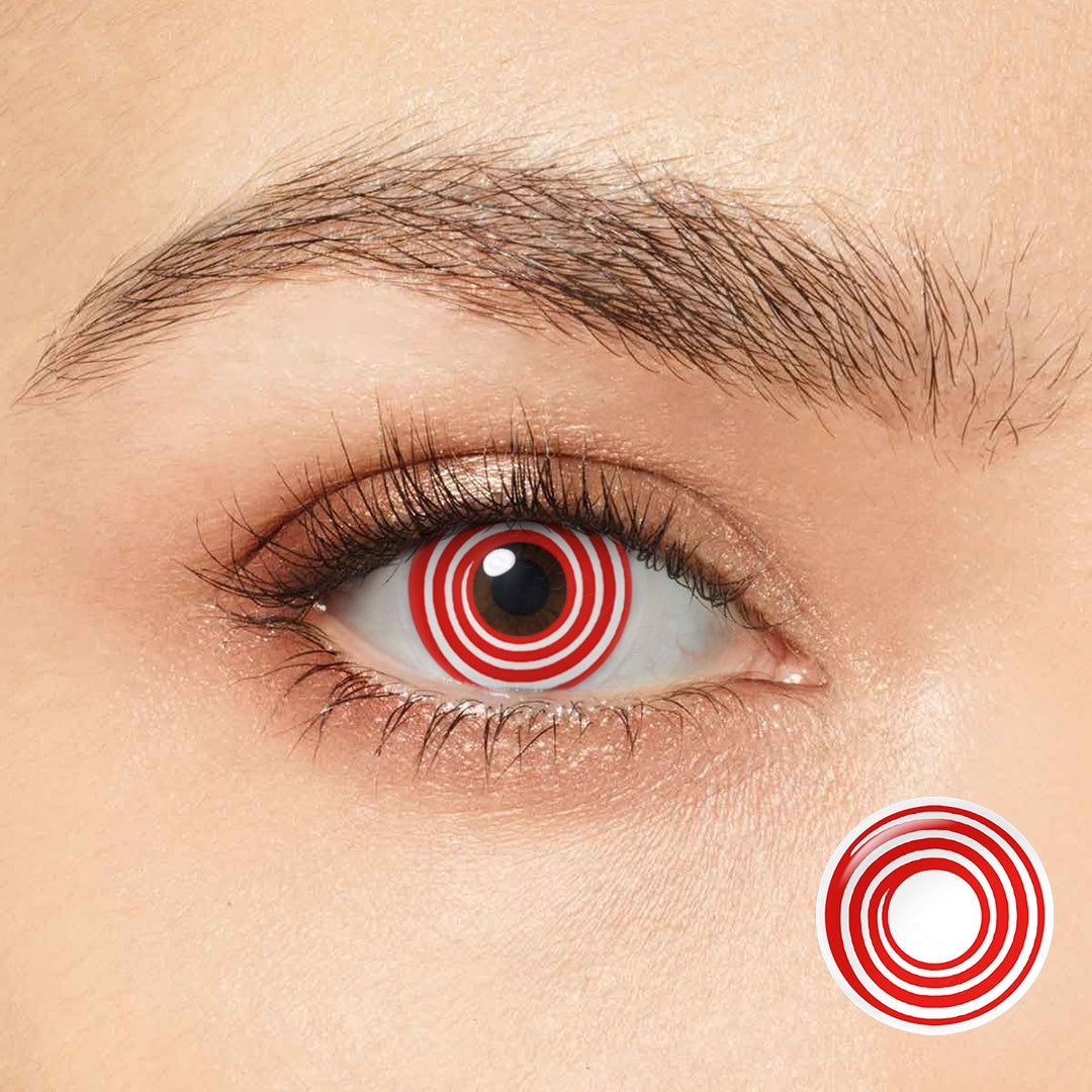 Ojos de Halloween en espiral rojo
