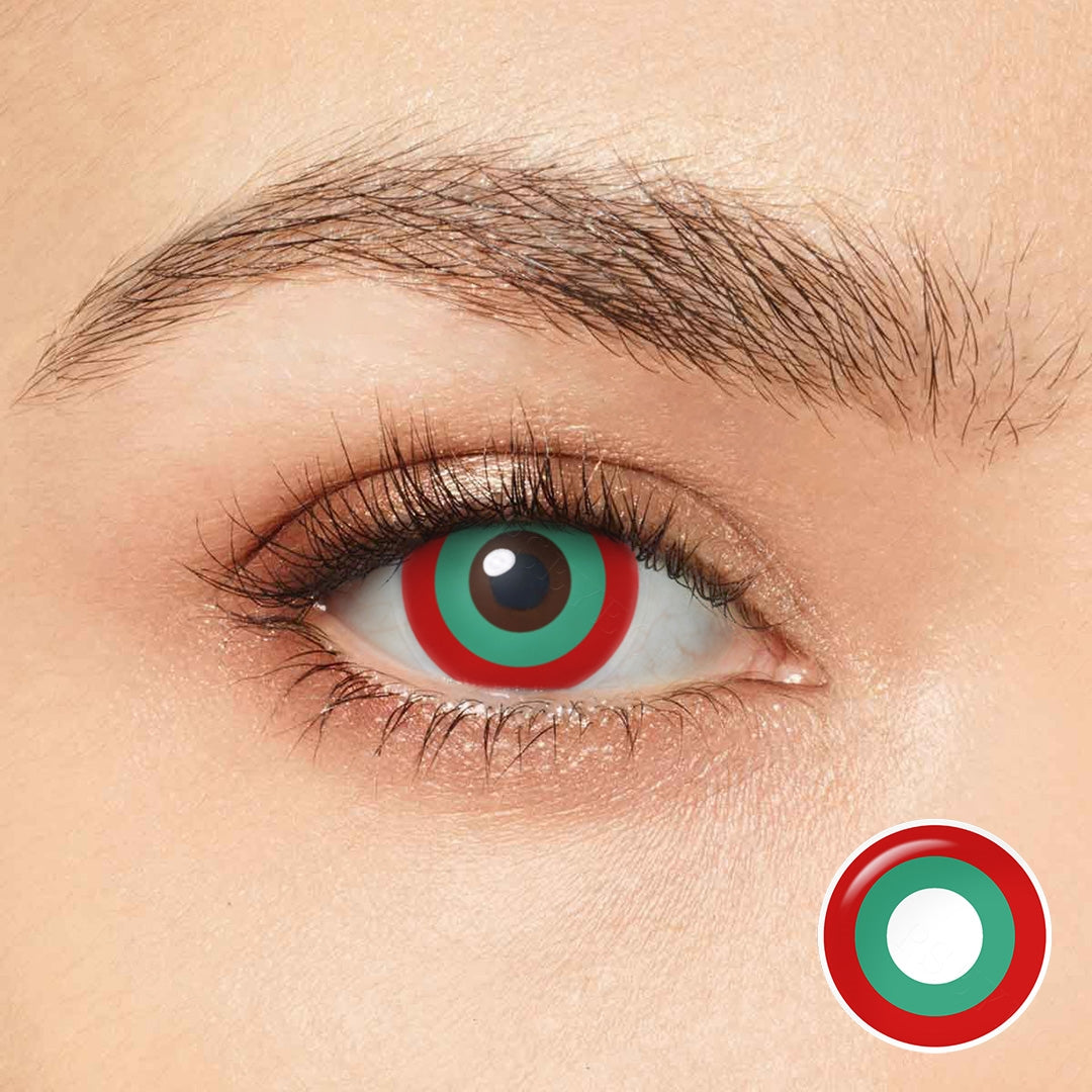 Rote und grüne Kreis Halloween -Augen