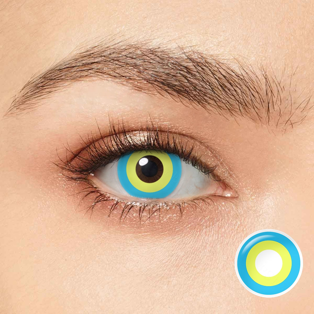 Blaue und gelbe Kreis Halloween -Augen