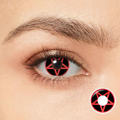 Ojos de Halloween de pentagrama rojo