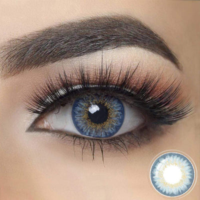 Vivid Blue Color Contacts on dark eyes