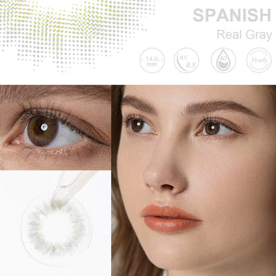 Olhos cinzentos verdadeiros espanhóis