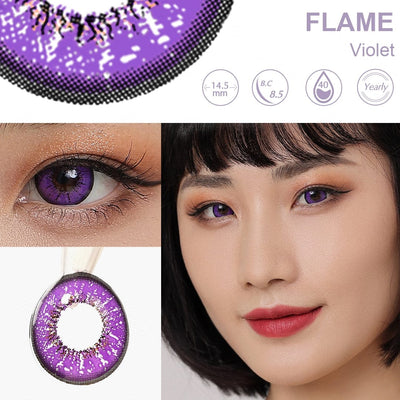 Les yeux violets de flamme