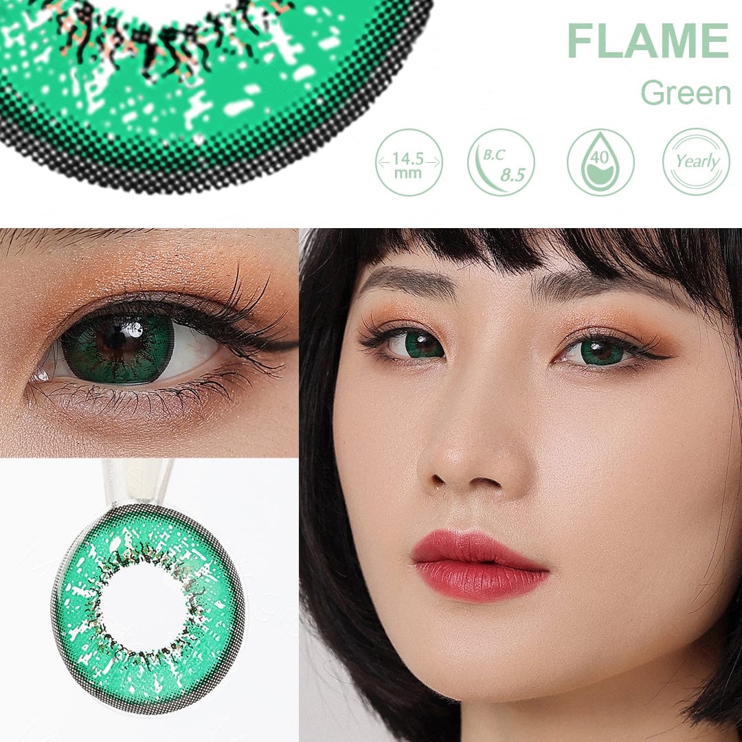 Olhos verdes de chamas