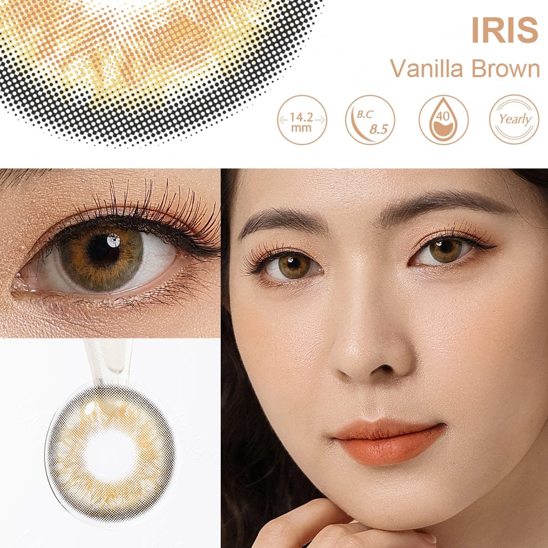 Iris baunilha olhos castanhos